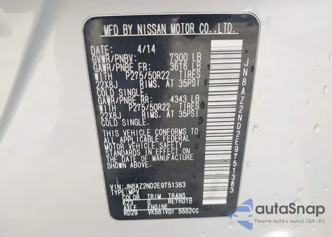 2014 Infiniti Qx80 из США, поврежденный, VIN JN8AZ2ND2E9751383